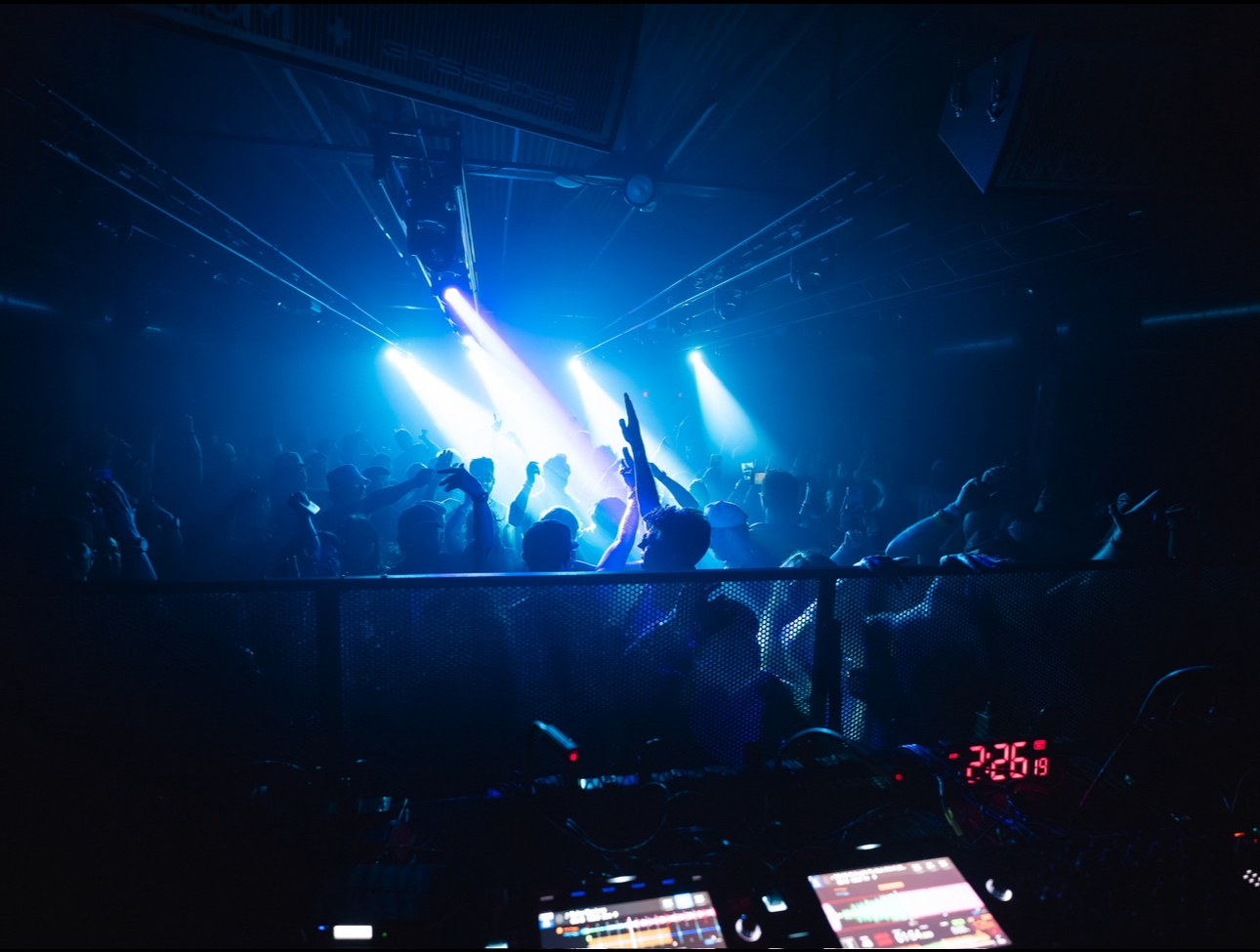 Blue lights crowd