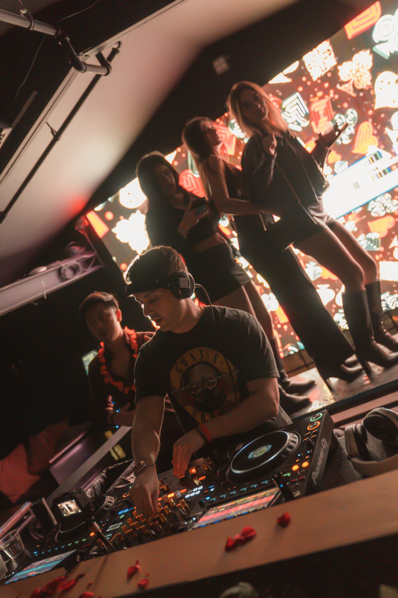With dancers onstage
